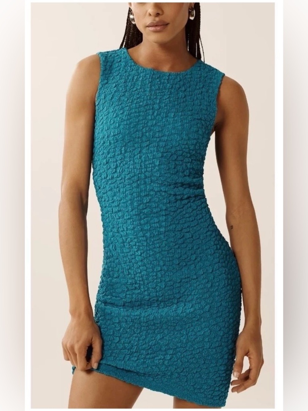 Anthropologie Textured Teal Mini Dress